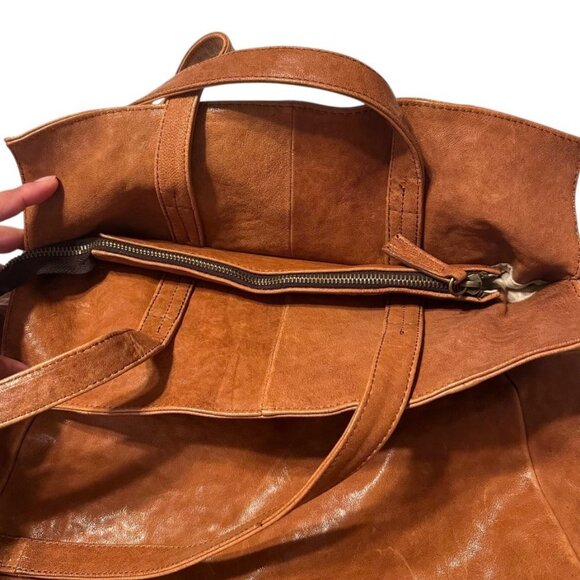 Rossi Firenze Italy Cognac Brown Genuine Leather Tote Bag - Picture 4 of 10